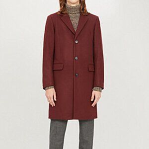 NWT Sandro Paris Apollo Wool Coat in Bordeaux XXL